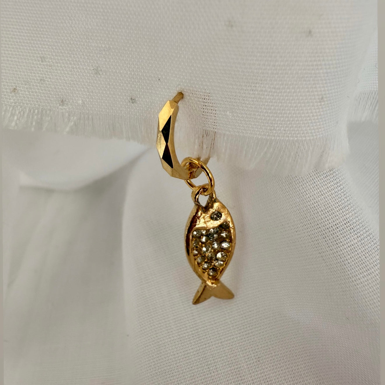 18ct gold plated Crystal fish earring charm image 0